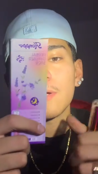 Person holding product in hands.